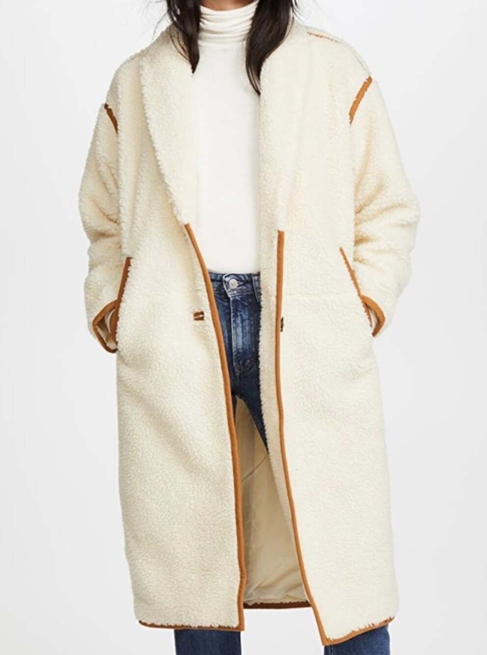 Madewell Sherpa Teddy Topcoat Size M Cream Orange